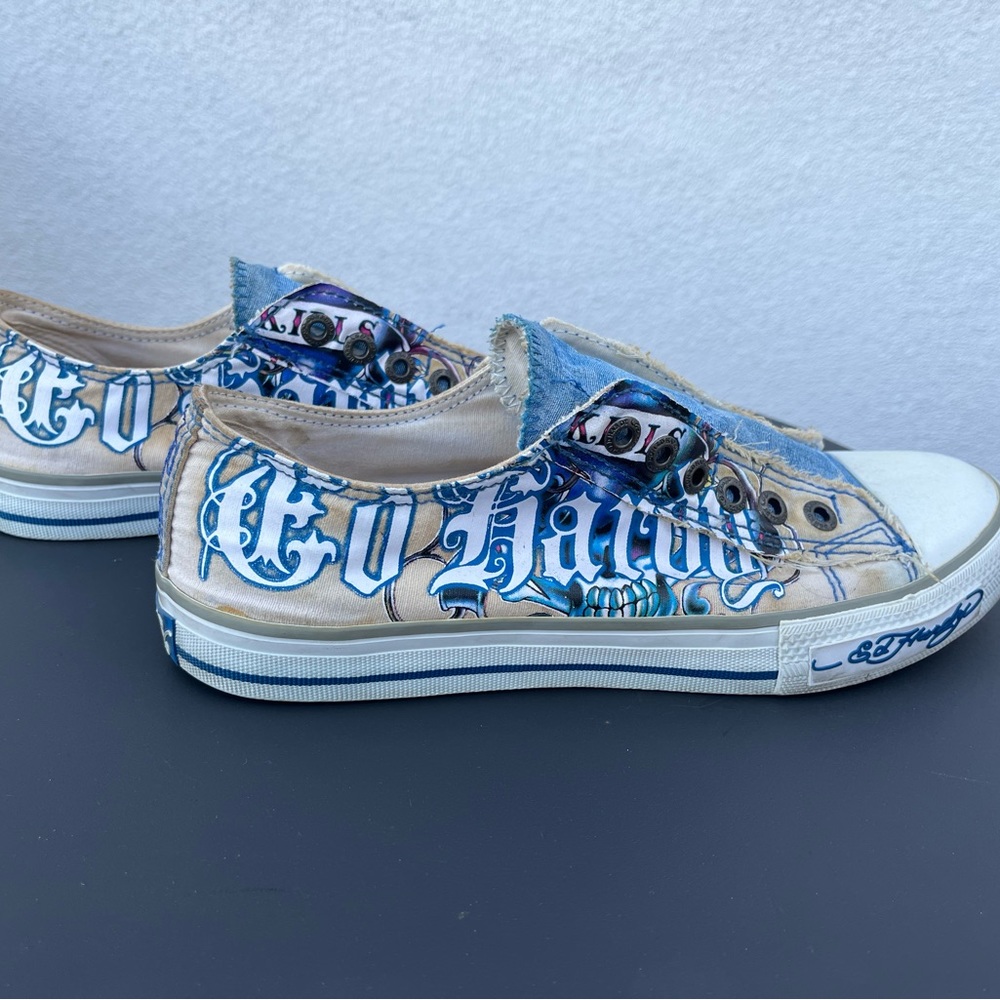 Ed Hardy laceless shoes
